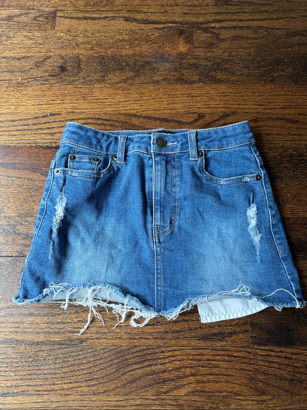 Girls denim skirt - Distressed Blue Denim Mini Skirt